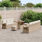 vidaXL Ensemble de canapé de jardin 10 Pièces Beige polyrotin