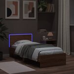 vidaXL Cadre de lit tête de lit et lumières LED chêne marron 90x190 cm