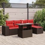 vidaXL Salon de jardin 6 Pièces avec coussins marron résine tressée