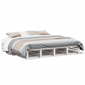 vidaXL Cadre de lit sans matelas blanc 200x200 cm bois massif de pin