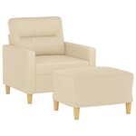 vidaXL Fauteuil avec repose-pied Crème 60 cm Tissu