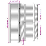 vidaXL Cloison de séparation 4 panneaux noir bois de paulownia massif