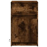 vidaXL Armoire de chevet et lumières LED chêne fumé bois d'ingénierie