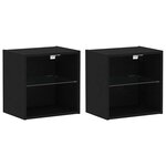 vidaXL Étagère flottante avec lumière LED 2 Pièces Noir 40 x 28 5 x 40 cm