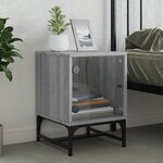 vidaXL Table de chevet avec porte en verre sonoma gris 35x37x50 cm