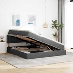 vidaXL Lit de rangement LED avec matelas Gris foncé 180 x 200 cm Tissu