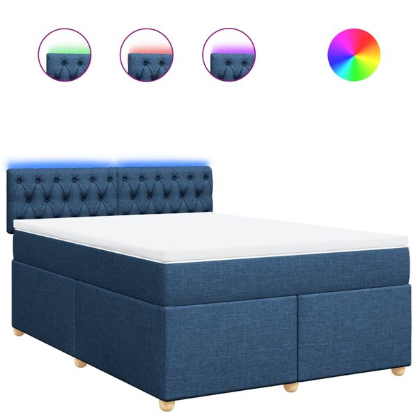 vidaXL Sommier à lattes de lit avec matelas Bleu 160x200 cm Tissu