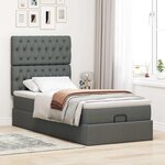 vidaXL Cadre de lit ottoman avec matelas gris foncé 100x200 cm tissu