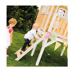 Maisonnette Sophie marron-blanc toboggan vert citron