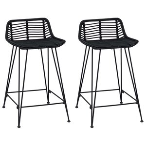 vidaXL Tabouret de bar 2 pc Noir 44 x 45 x 76 cm Rattan et Acier
