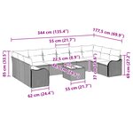 Ensemble de Canapé de Jardin de 11 Pièces avec Coussins Beige en Rotin Synthétique