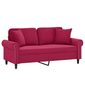 vidaXL Canapé 2 places avec oreillers bordeaux 140 cm velours