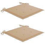 vidaXL Chaises de jardin lot de 2 et coussins beige Bois teck massif