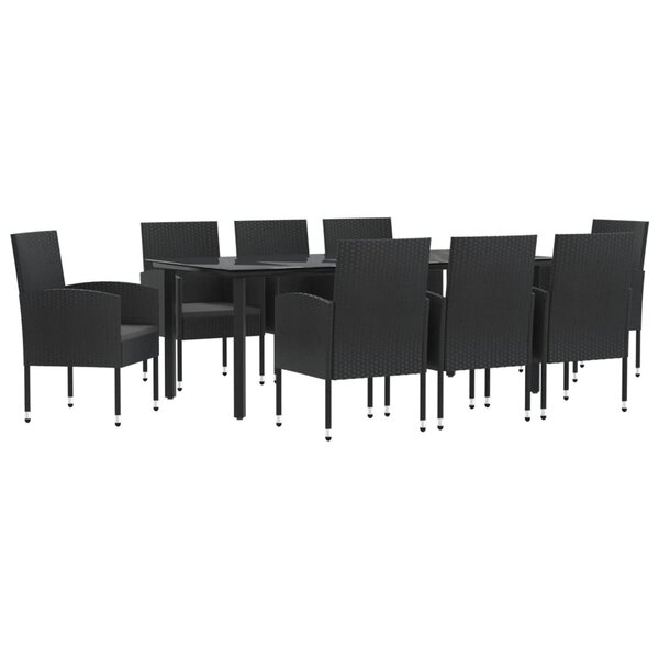 vidaXL Ensemble à manger de jardin 9 Pièces noir résine tressée et acier