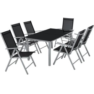Salon de jardin aluminium 6 places gris clair 2108109