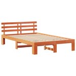 vidaXL Cadre de lit avec tête de lit Brun cire 140 x 190 cm Pin massif