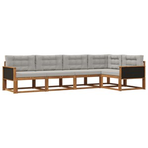 vidaXL Ensemble de canapés d'extérieur 5 pc Naturel et Gris clair