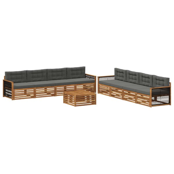 vidaXL Ensemble de canapés d'extérieur 9 pc Naturel et Anthracite