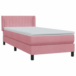 vidaXL Sommier à lattes de lit avec matelas rose 90x220 cm velours