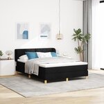 Lit Box Spring avec Matelas - Noir  140x200 cm  Tissu