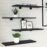 vidaXL Étagères en Chêne Noir - Pack de 4  60x20x1 5 cm  Fabriquées en Bois Technique