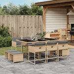 vidaXL Ensemble à manger de jardin et coussins 11 Pièces mélange beige