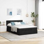 vidaXL Lit ottoman avec matelas et LED noir 140x200 cm tissu