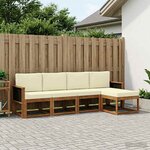 vidaXL Ensemble de canapés d'extérieur 5 pc Naturel et Crème Polyester
