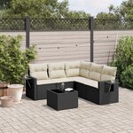 vidaXL Salon de jardin 6 Pièces avec coussins noir résine tressée