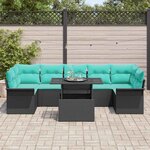 vidaXL Ensemble de canapé de jardin avec coussin 8 Pièces Noir Poly rotin