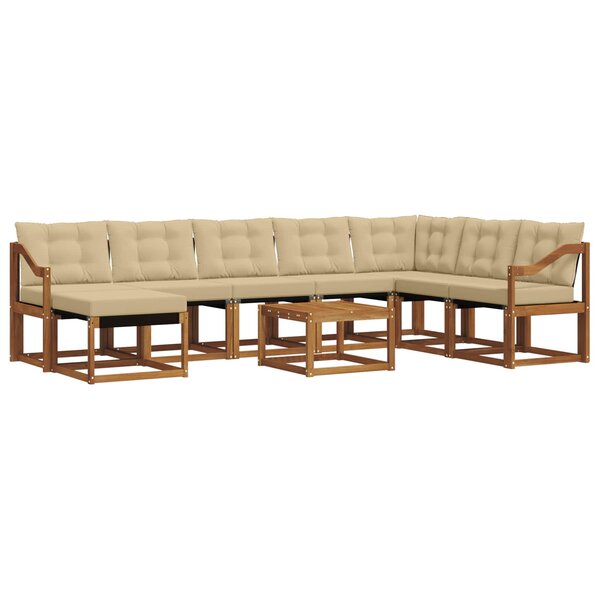 vidaXL Ensemble de canapés d'extérieur 9 pc Naturel et Beige