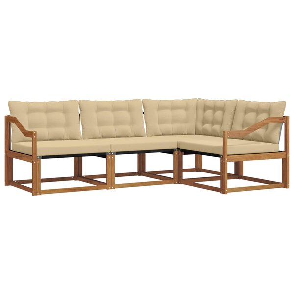 vidaXL Ensemble de canapés d'extérieur 4 pc Naturel et Beige