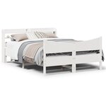 vidaXL Cadre de lit avec tête de lit blanc 160x200 cm bois pin massif