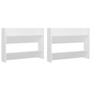 vidaXL Armoires à chaussures murales 2 Pièces Blanc 80x18x60 cm Aggloméré