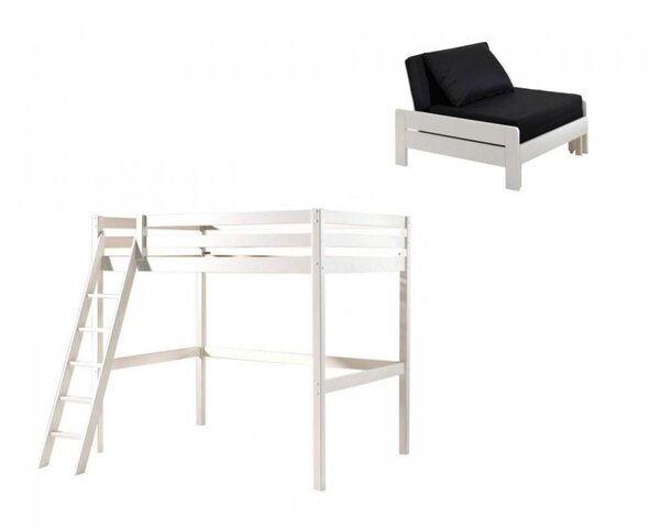 Lit mezzanine Pino avec fauteuil