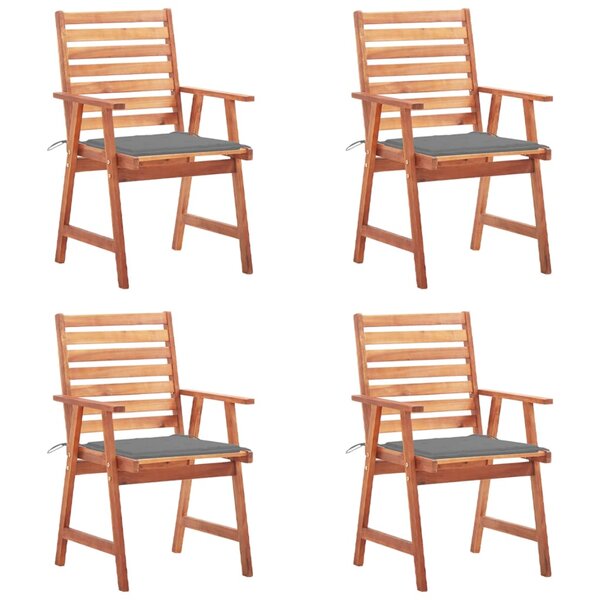 vidaXL Chaises à manger d'extérieur lot de 4 et coussins Acacia massif