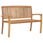 vidaXL Banc 2 places empilable de jardin 128 5 cm Bois de teck solide