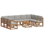 vidaXL Ensemble de canapés d'extérieur 10 pc Gris Naturel et Clair