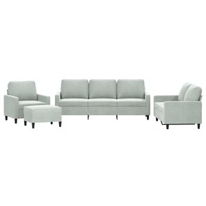 vidaXL Ensemble de canapés 4 Pièces avec coussins Gris clair Velours