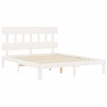vidaXL Cadre de lit avec tête de lit blanc King Size bois massif