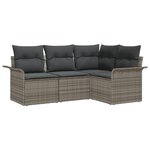 vidaXL Ensemble de canapé de jardin 4 pièces avec coussins gris en poly rotin