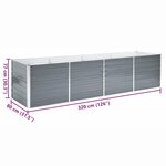 vidaXL Lit surélevé de jardin Acier galvanisé 320x80x77 cm Gris