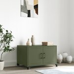 vidaXL Table basse vert olive 68x50x43 5 cm acier
