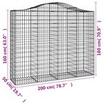 vidaXL Paniers à gabions arqués 13 Pièces 200x50x160/180 cm Fer galvanisé