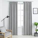 vidaXL Rideaux occultants avec crochets 2 Pièces Gris 140x225 cm