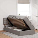 vidaXL Lit avec rangement et LED avec matelas Taupe 90 x 200 cm tissu