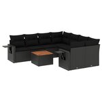 vidaXL Salon de jardin 9 Pièces avec coussins noir résine tressée