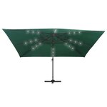 vidaXL Parasol de jardin en porte-à-faux lumières LED mât en aluminium