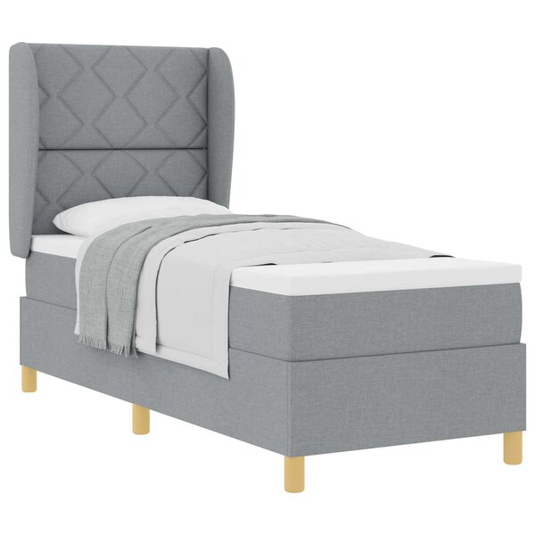 vidaXL Lit à ressorts avec matelas Gris clair 200 x 80 cm tissu