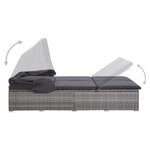 vidaXL Transat à 2 places avec coussin Résine tressée Gris